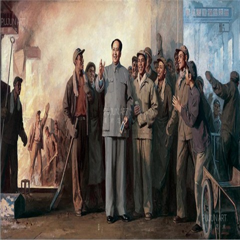 靳尚谊1969年作 毛主席视察上钢三厂 布面 油画