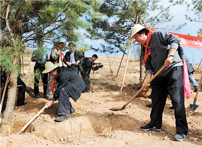 中国国家画院画家在延安栽树