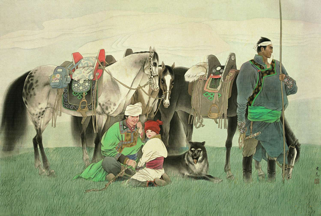 刘大为国画作品《马背上的民族》