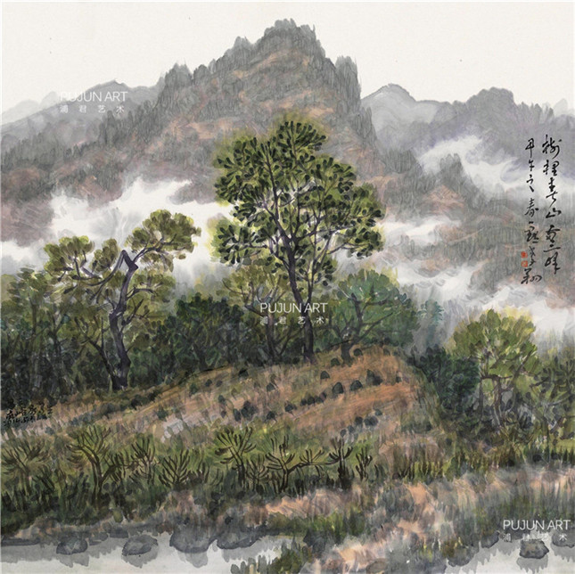 画家李翔2014年作 树里春山