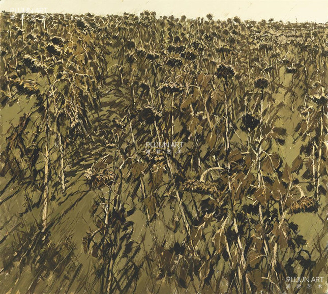 许江作品 2005年作 Twelve Views of a Sunflower Field XII oil on canvas