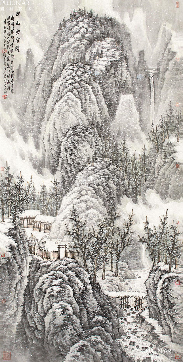 曾先国山水画2013年作 开山初雪图