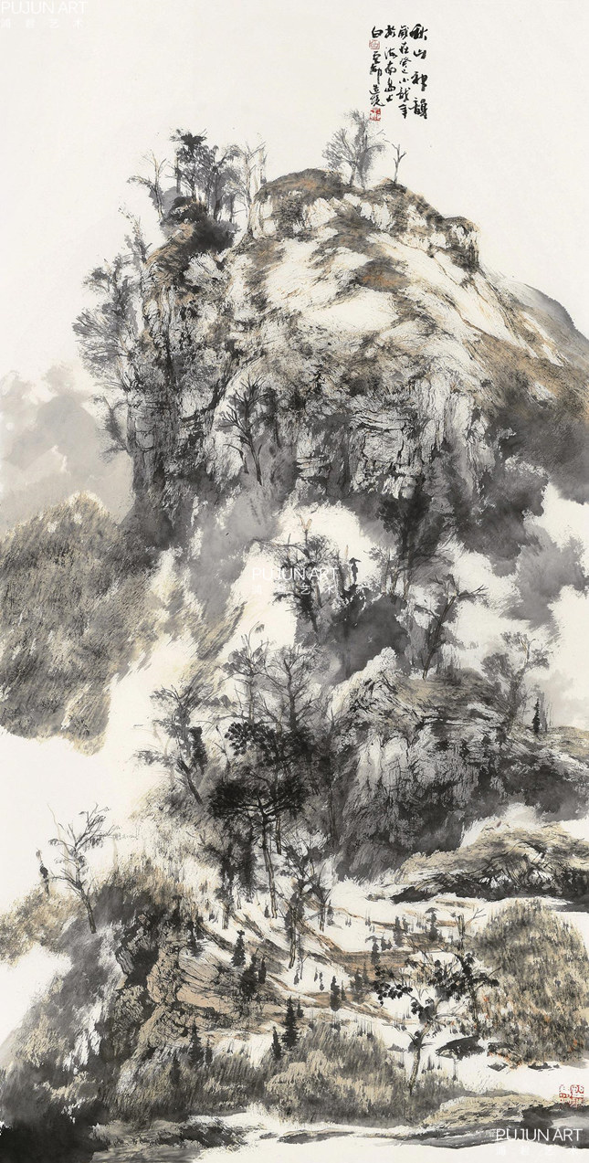 画家白云乡山水画 秋山神韵