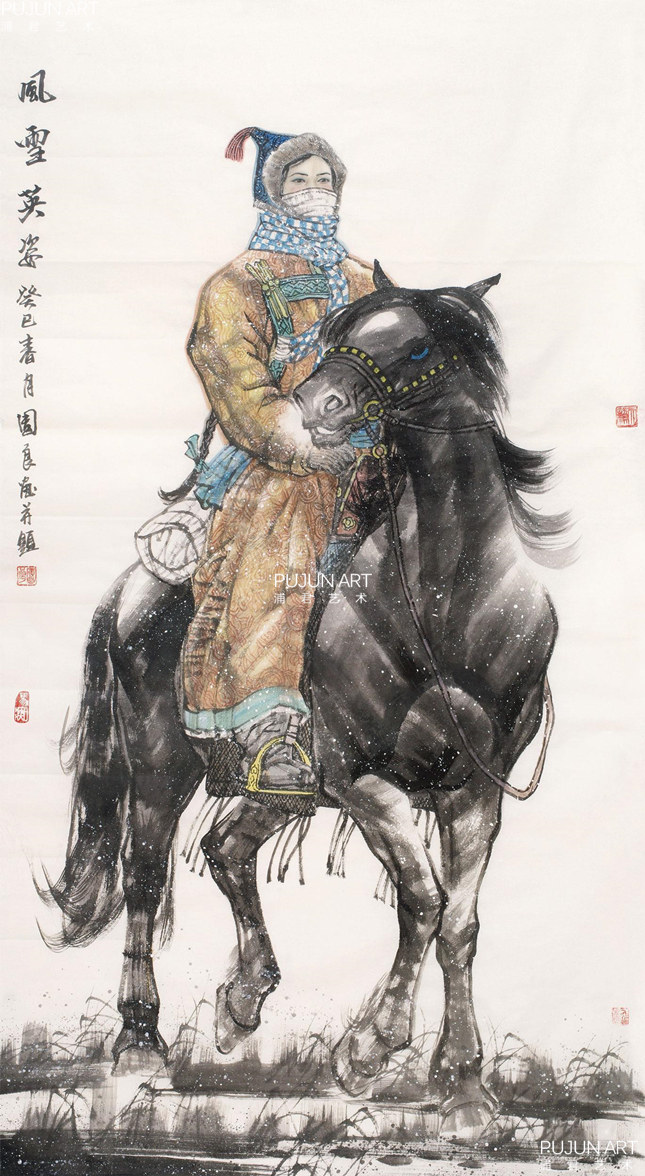 吴团良画家作品 风雪英姿