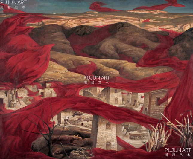 画家祁海峰油画 1996年作 红色涌动系列——蛰