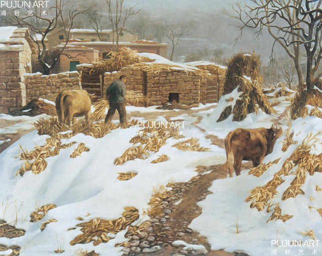 画家祁海峰油画 初雪