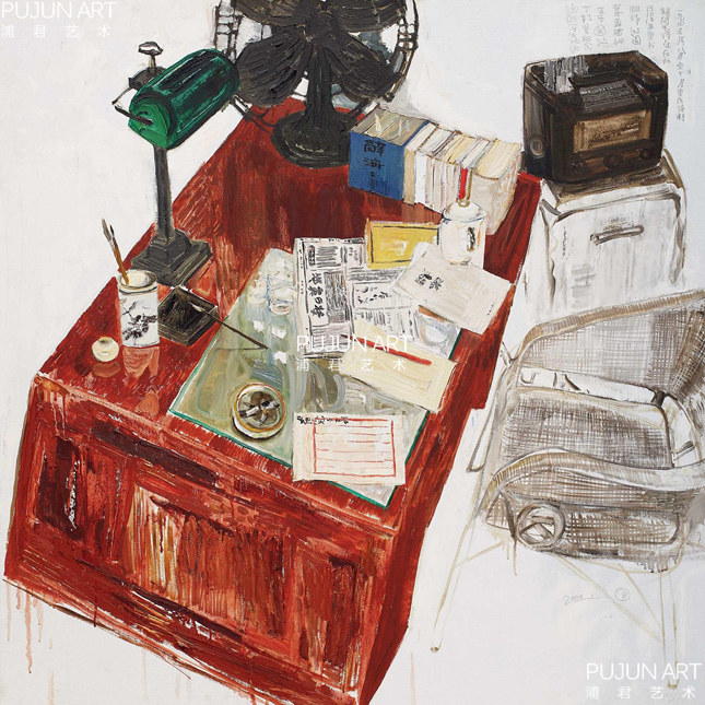 戴士和油画作品 2009年3月作 毛泽东在红岩树的书桌