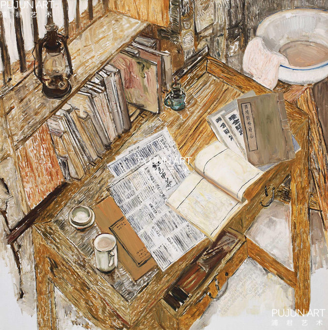戴士和油画作品 2009年4月作 瑞金叶坪毛泽东居所书桌