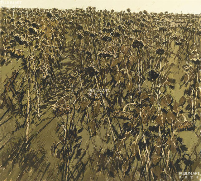 许江画家作品 2005年作-Twelve-Views-of-a-Sunflower-Field-XII-oil-on-canvas
