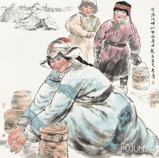 画家曹香滨作品 呼玛河畔的鄂伦春母亲