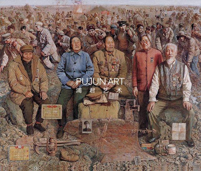 画家薛智国2004年作 大漠 布面油画