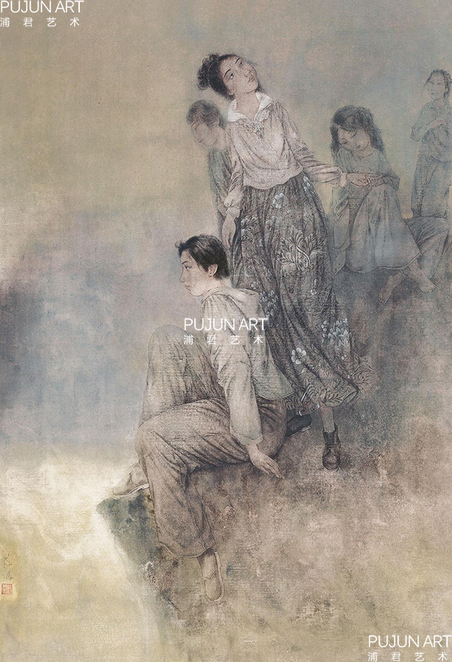 中国画家崔进作品 坐看云起时