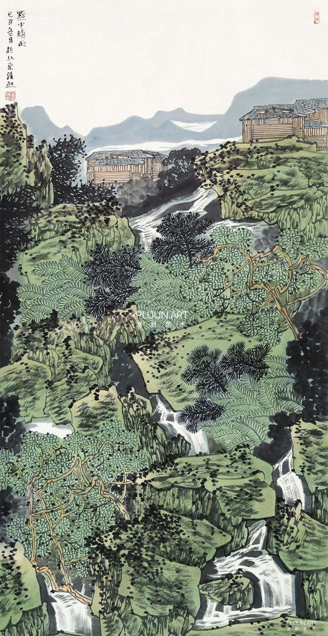 相对传统山水画描绘中原地区的崇山峻岭与江南水乡的远山近渚,满维起