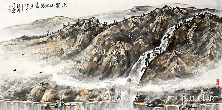 王界山山水画2013年作 水墨山水见素美
