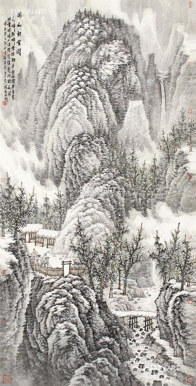 曾先国山水画  开山初雪图