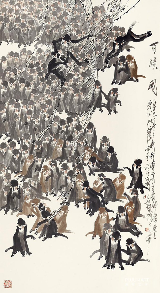 徐培晨猴画作品 百猴图