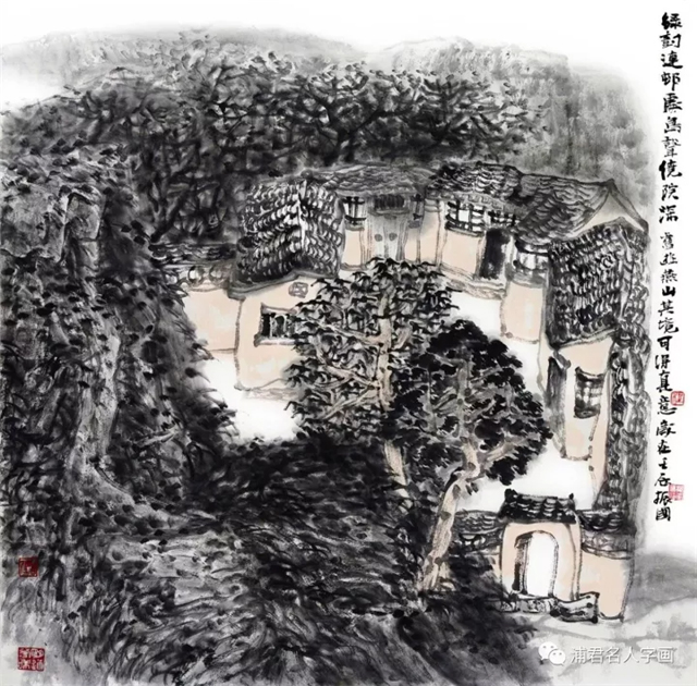 程振国山水画《绿树连村处》68X68cm