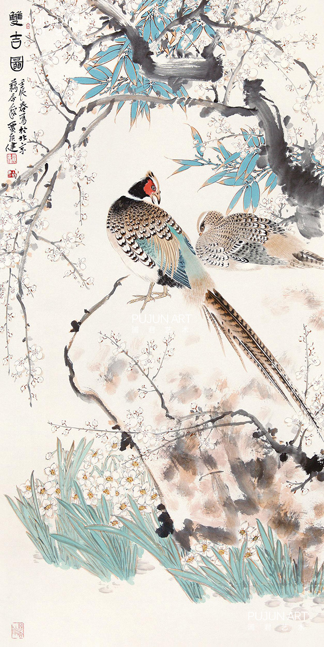 贾广健国画作品 双吉图