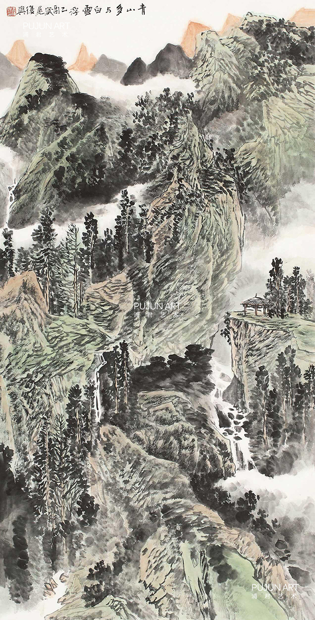 张复兴山水画《青山多与白云浮》