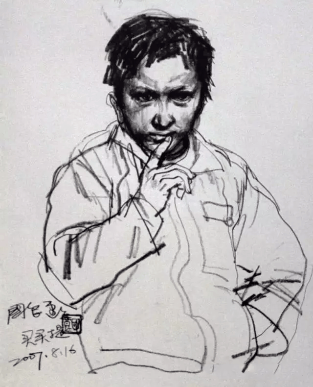 史国良速写作品《买买提 2007年》