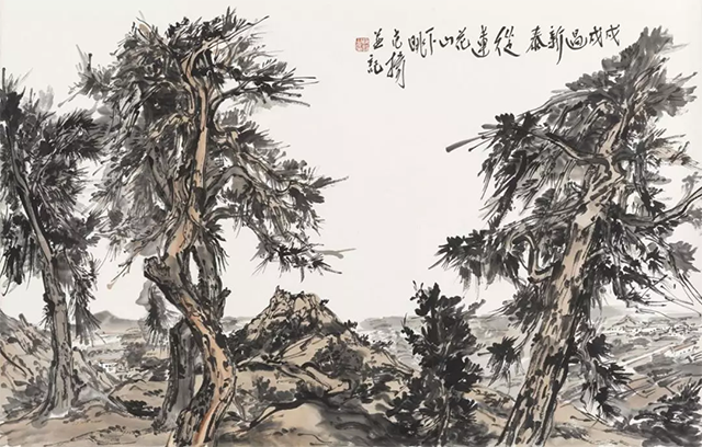 范扬 从莲花山下眺 纸本水墨 47.5cm×75cm 2018
