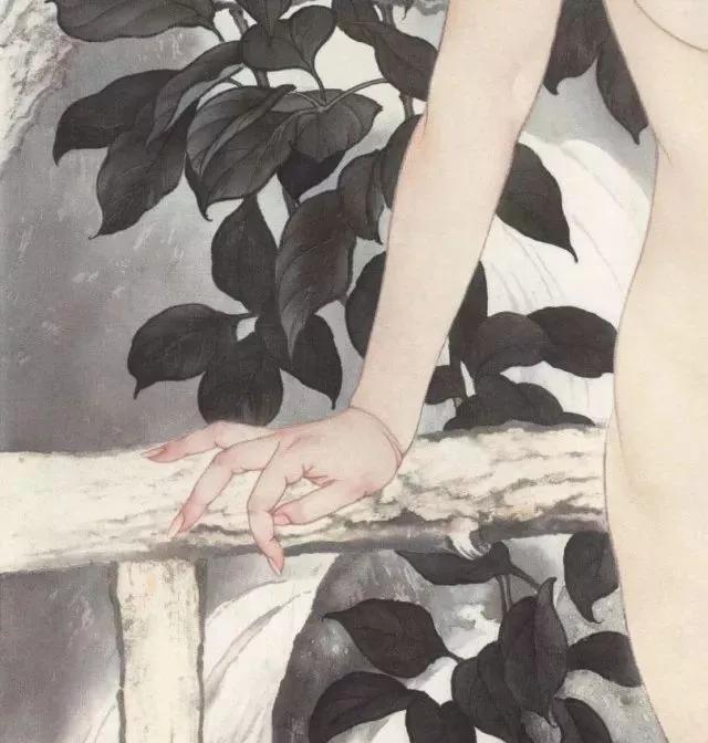 何家英绢本裸女画《幽谷仕女图》作品赏析