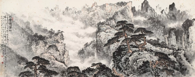 1980年作 浮云卷碧山 镜框 设色纸本RMB17,365,000.png