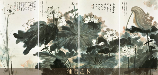 1947年作 荷堵野趣 四屏通景 .jpg