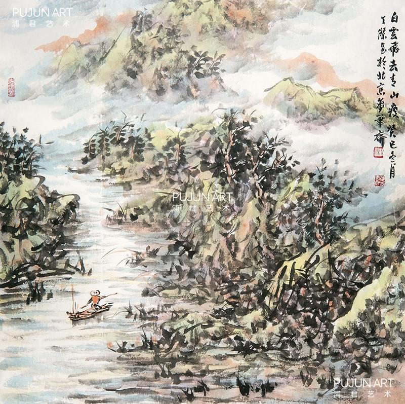 丁杰作品《白云飞去青山瘦》