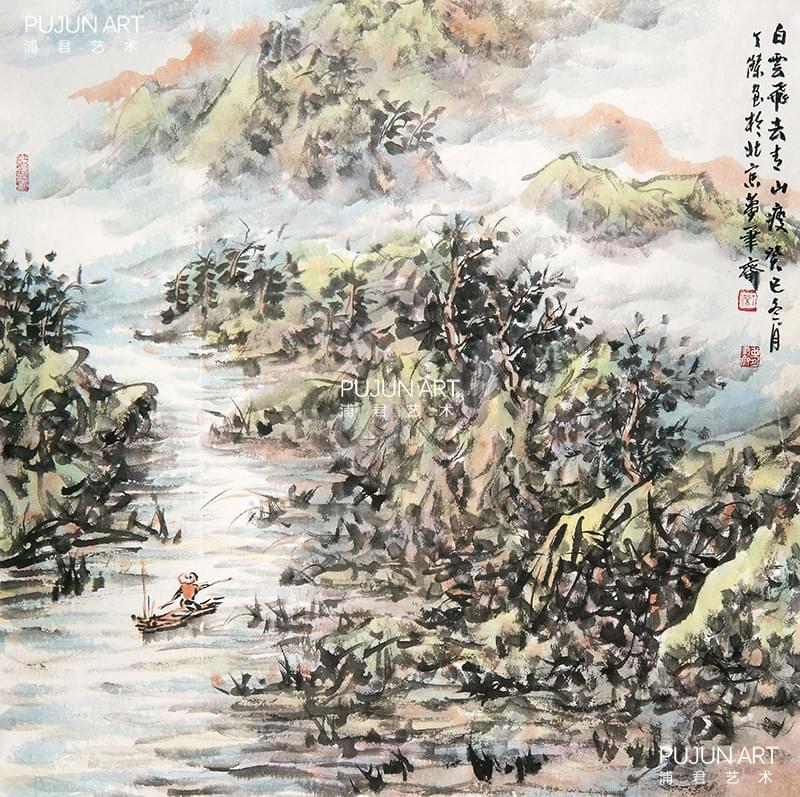 丁杰作品《白云飞去青山瘦》