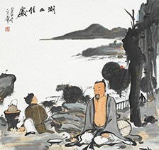 吴宇华2015年作山水人物画湖山佳处