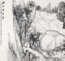 何加林山水画 崂山得鱼潭