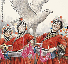 苗再新2011年作 欢舞敬雀节