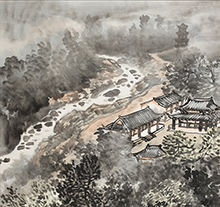 张复兴山水画 溪山晓雾