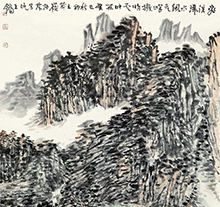 王镛2013年作 青峰晴云图